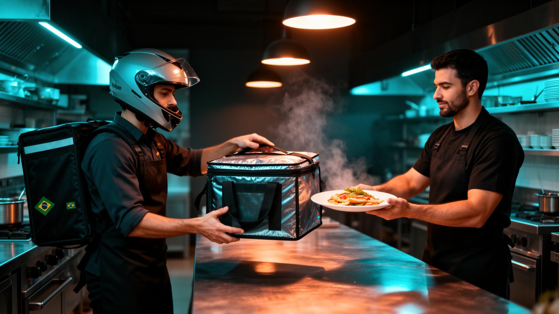 Operação de food service: entrega protegida da cozinha ao motoboy